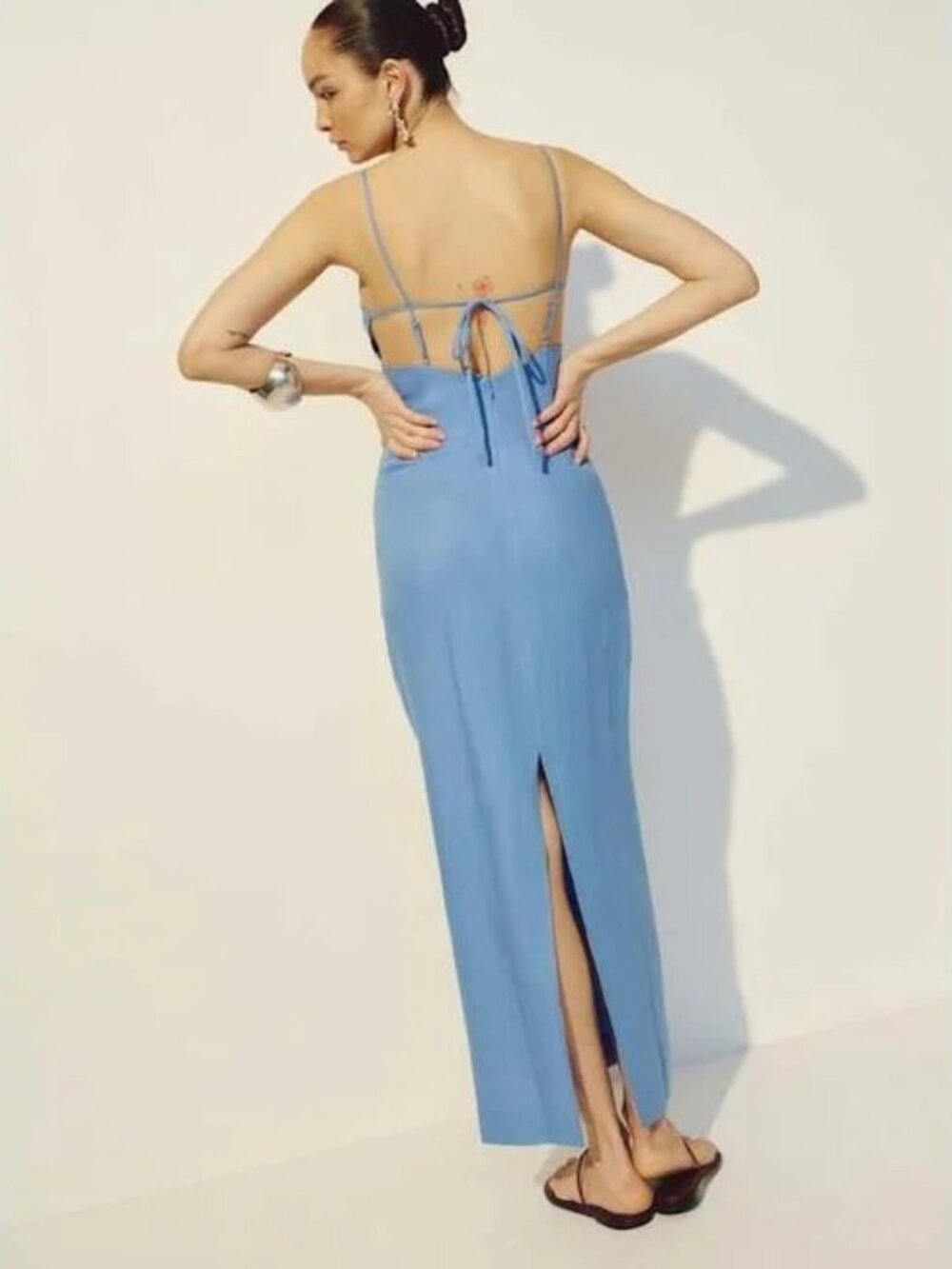 NWT Reformation Malibu Linen Maxi Dress Stellar Size 6 - Picture 2 of 10